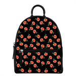 Watercolor Carnation Pattern Print Leather Backpack