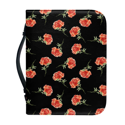 Watercolor Carnation Pattern Print Leather Bible Cover