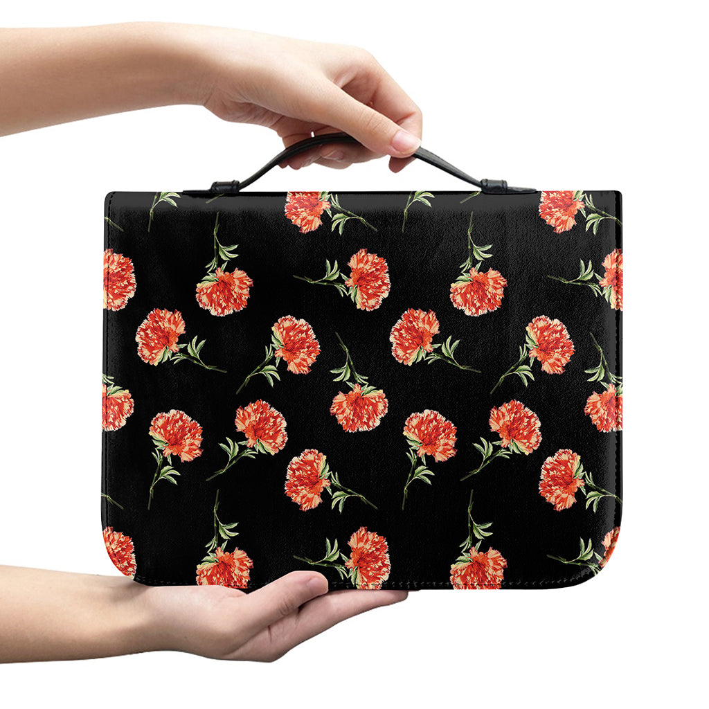 Watercolor Carnation Pattern Print Leather Bible Cover