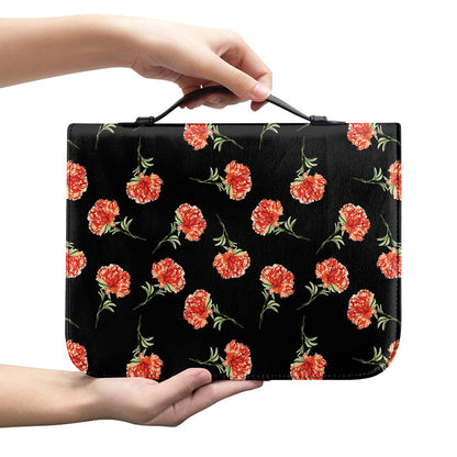 Watercolor Carnation Pattern Print Leather Bible Cover