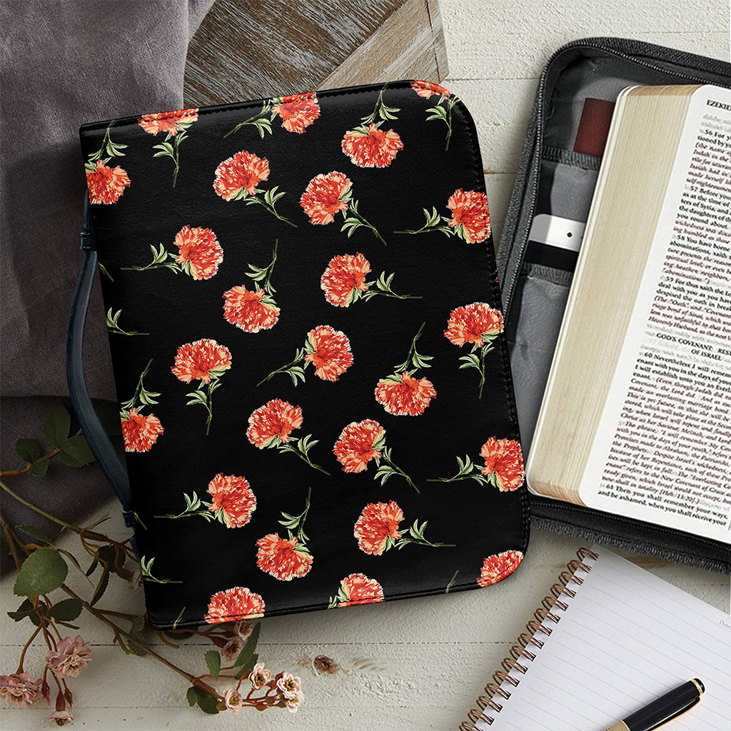 Watercolor Carnation Pattern Print Leather Bible Cover