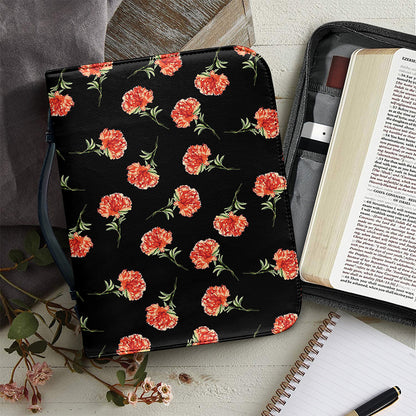 Watercolor Carnation Pattern Print Leather Bible Cover