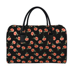 Watercolor Carnation Pattern Print Leather Duffle Bag