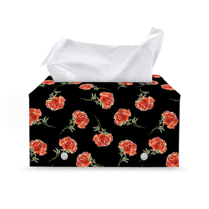 Watercolor Carnation Pattern Print Leather Tissue Box Cover