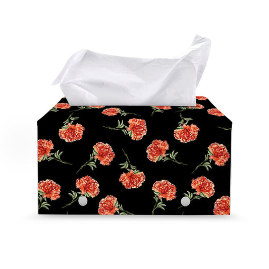 Watercolor Carnation Pattern Print Leather Tissue Box Cover