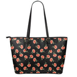 Watercolor Carnation Pattern Print Leather Tote Bag