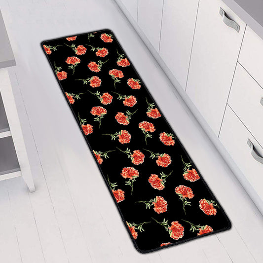 Watercolor Carnation Pattern Print Long Kitchen Mat