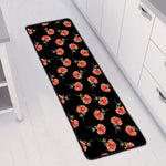 Watercolor Carnation Pattern Print Long Kitchen Mat