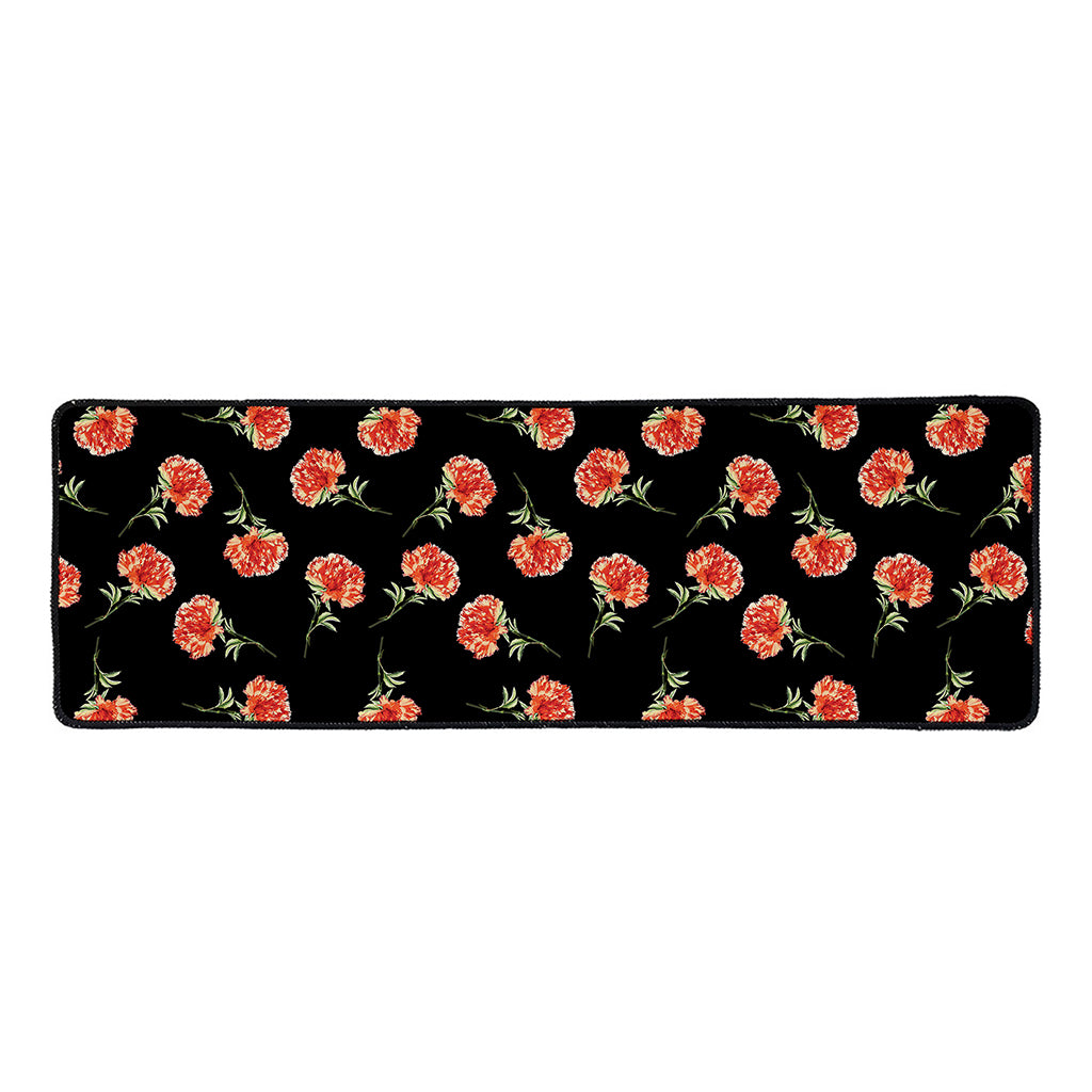 Watercolor Carnation Pattern Print Long Kitchen Mat