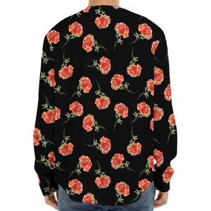 Watercolor Carnation Pattern Print Long Sleeve Baseball Jersey