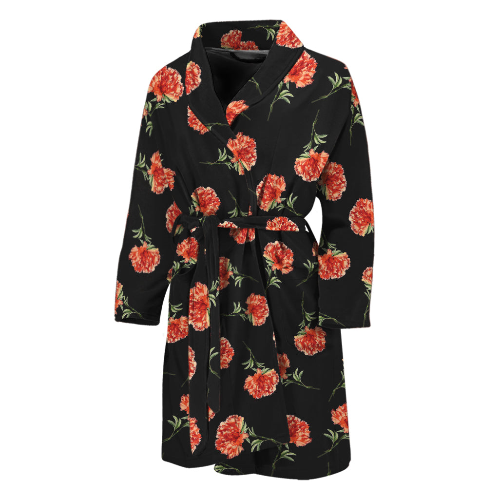 Watercolor Carnation Pattern Print Men's Bathrobe