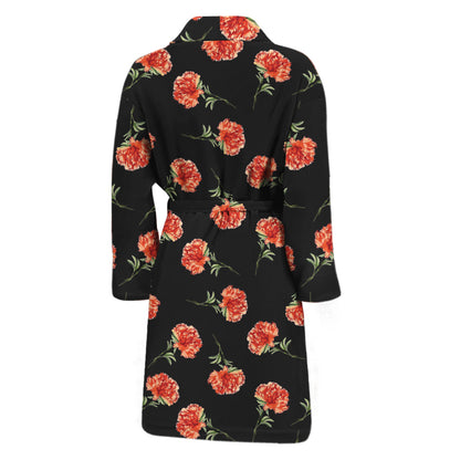 Watercolor Carnation Pattern Print Men's Bathrobe