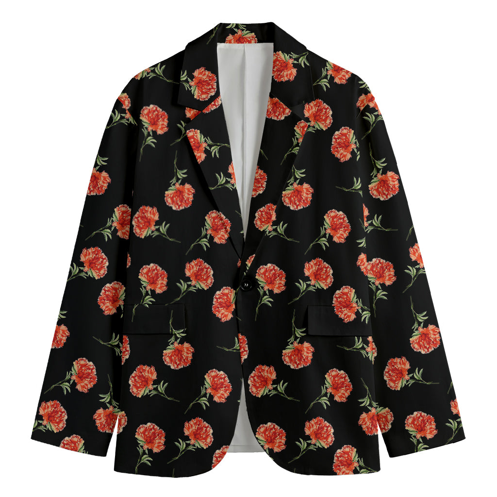 Watercolor Carnation Pattern Print Men's Blazer