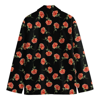 Watercolor Carnation Pattern Print Men's Blazer