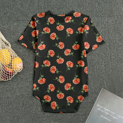 Watercolor Carnation Pattern Print Men's Bodysuit