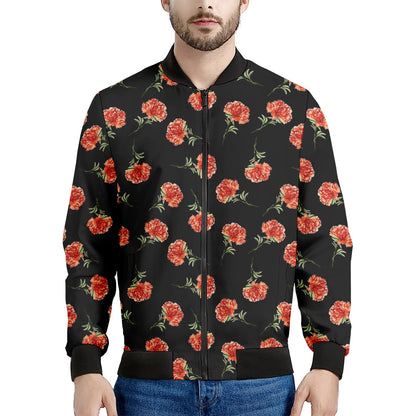 Watercolor Carnation Pattern Print Men's Bomber Jacket