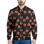 Watercolor Carnation Pattern Print Men's Bomber Jacket