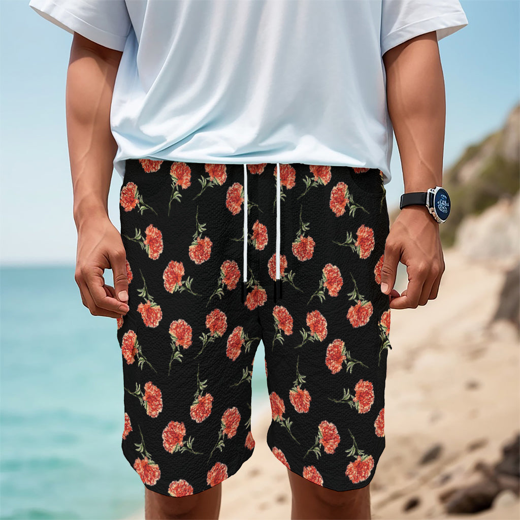 Watercolor Carnation Pattern Print Men's Cargo Shorts
