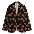 Watercolor Carnation Pattern Print Men's Cotton Blazer