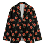 Watercolor Carnation Pattern Print Men's Cotton Blazer
