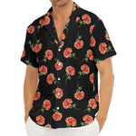 Watercolor Carnation Pattern Print Men's Deep V-Neck Shirt