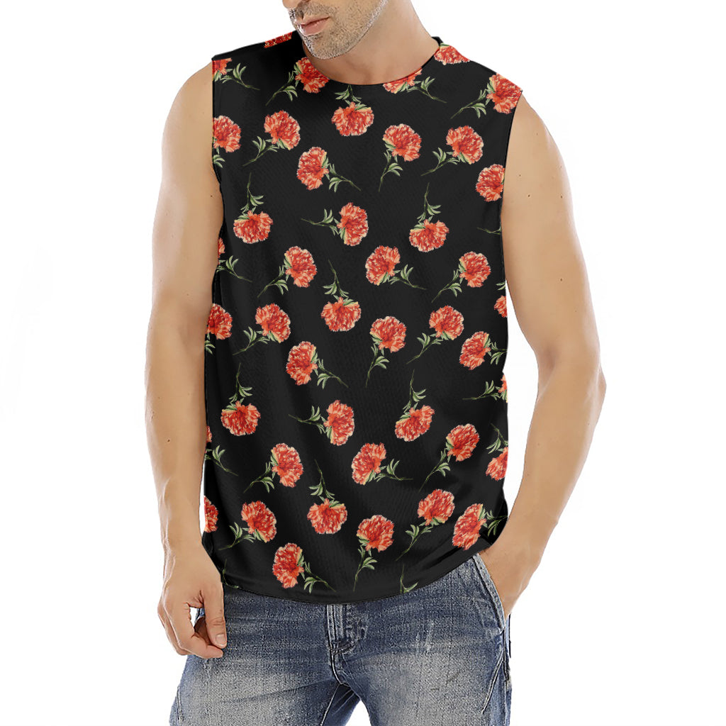Watercolor Carnation Pattern Print Men's Fitness Tank Top