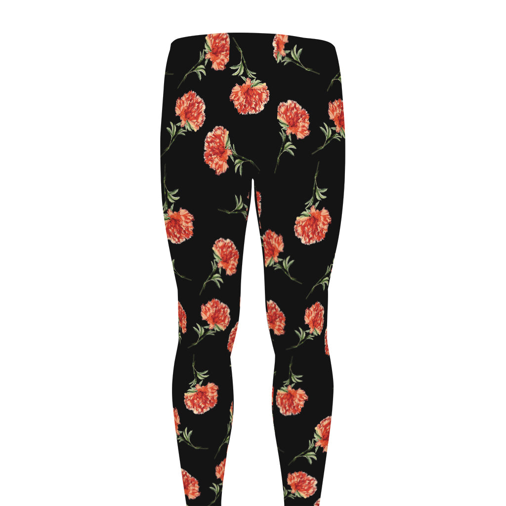 Watercolor Carnation Pattern Print Men's leggings