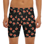 Watercolor Carnation Pattern Print Men's Long Boxer Briefs