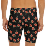 Watercolor Carnation Pattern Print Men's Long Boxer Briefs