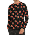 Watercolor Carnation Pattern Print Men's Long Sleeve Rash Guard