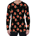 Watercolor Carnation Pattern Print Men's Long Sleeve T-Shirt