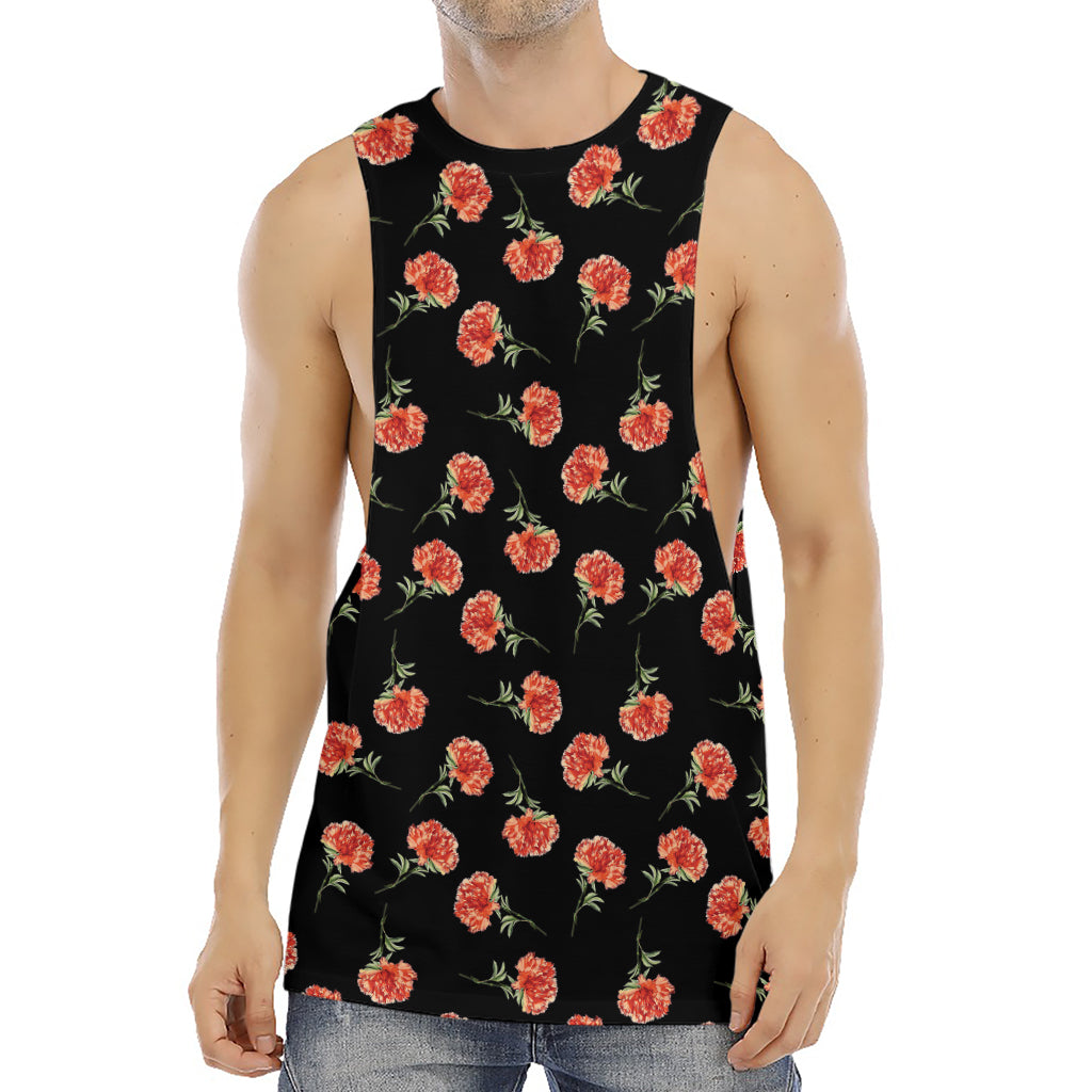 Watercolor Carnation Pattern Print Men's Muscle Tank Top