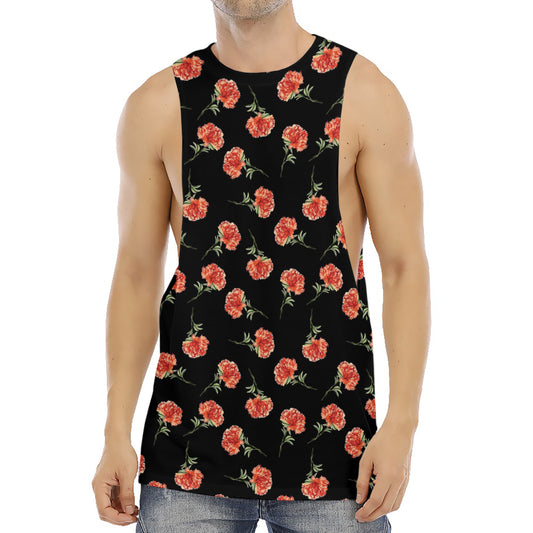 Watercolor Carnation Pattern Print Men's Muscle Tank Top