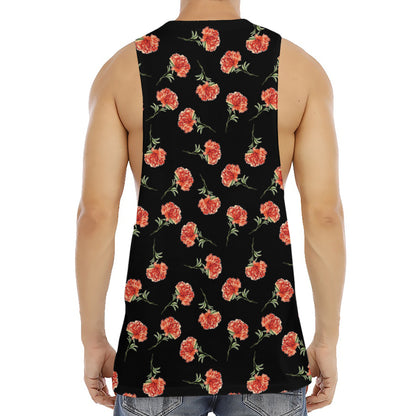 Watercolor Carnation Pattern Print Men's Muscle Tank Top