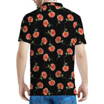 Watercolor Carnation Pattern Print Men's Polo Shirt