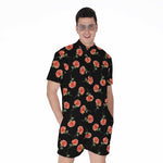 Watercolor Carnation Pattern Print Men's Rompers