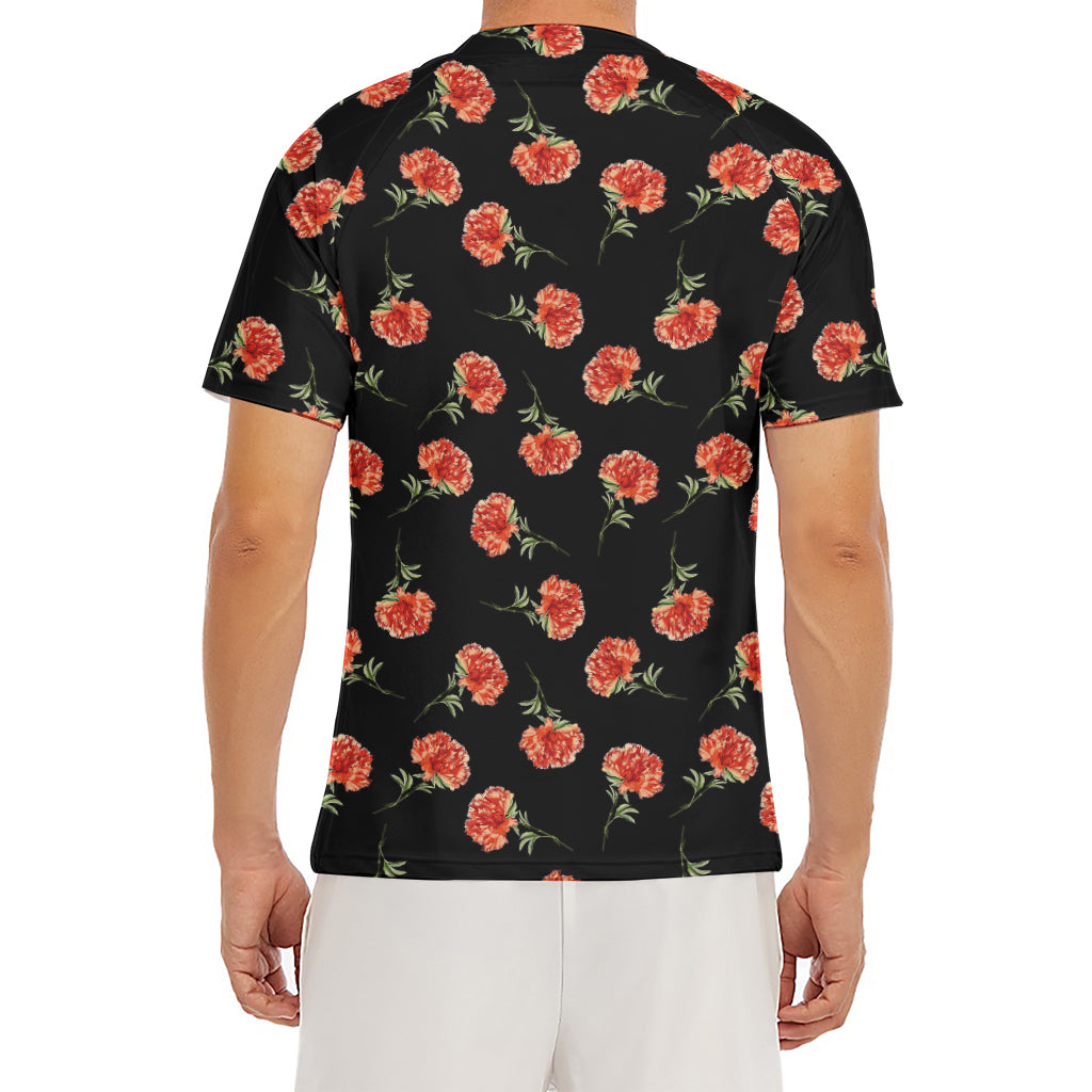 Watercolor Carnation Pattern Print Men's Short Sleeve Rash Guard