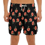 Watercolor Carnation Pattern Print Men's Split Running Shorts