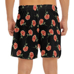 Watercolor Carnation Pattern Print Men's Split Running Shorts