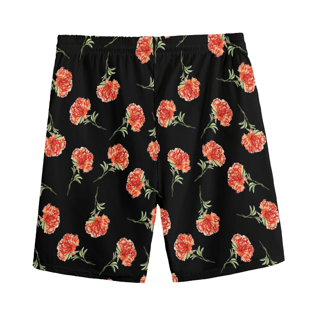 Watercolor Carnation Pattern Print Men's Sports Shorts