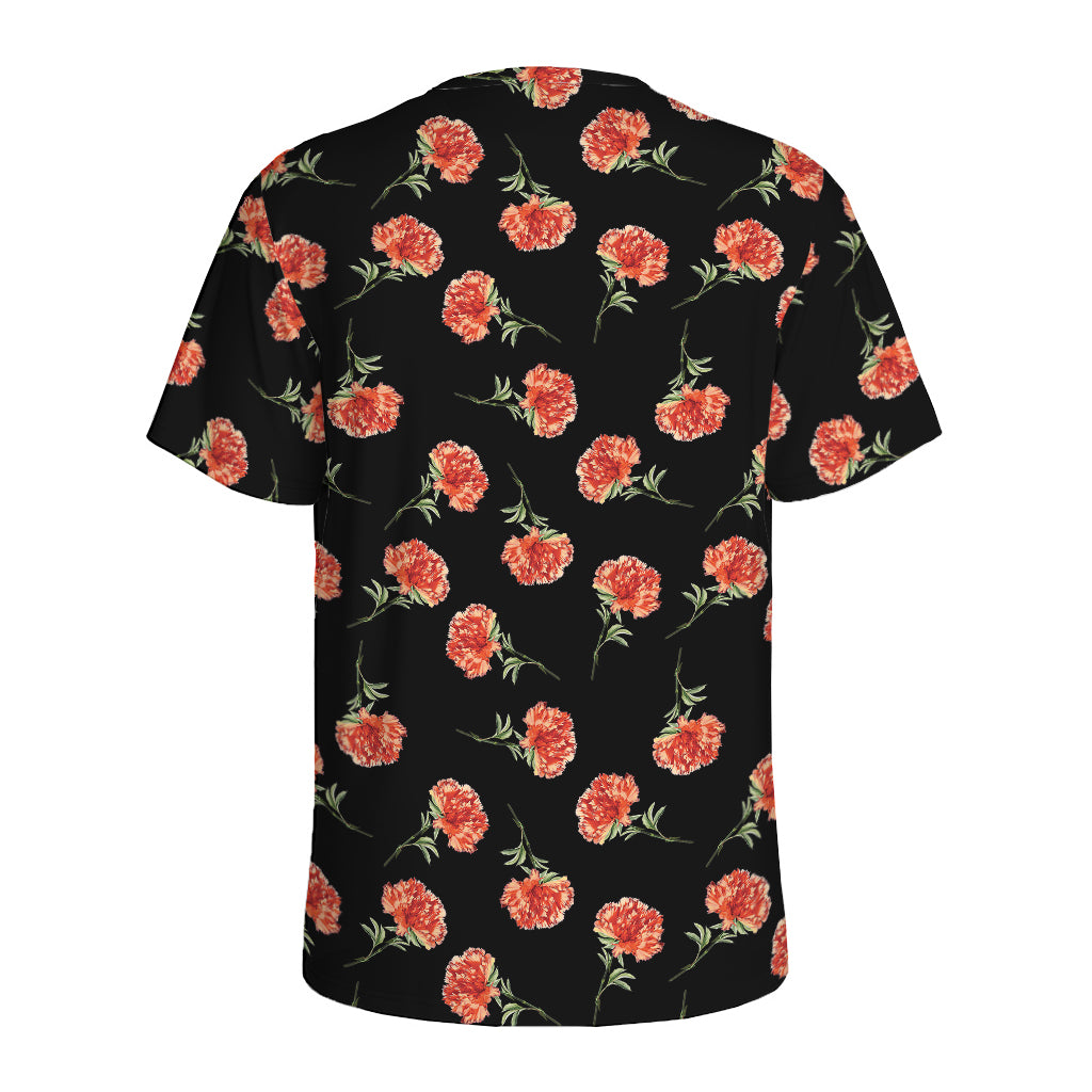 Watercolor Carnation Pattern Print Men's Sports T-Shirt