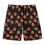 Watercolor Carnation Pattern Print Men's Swim Trunks