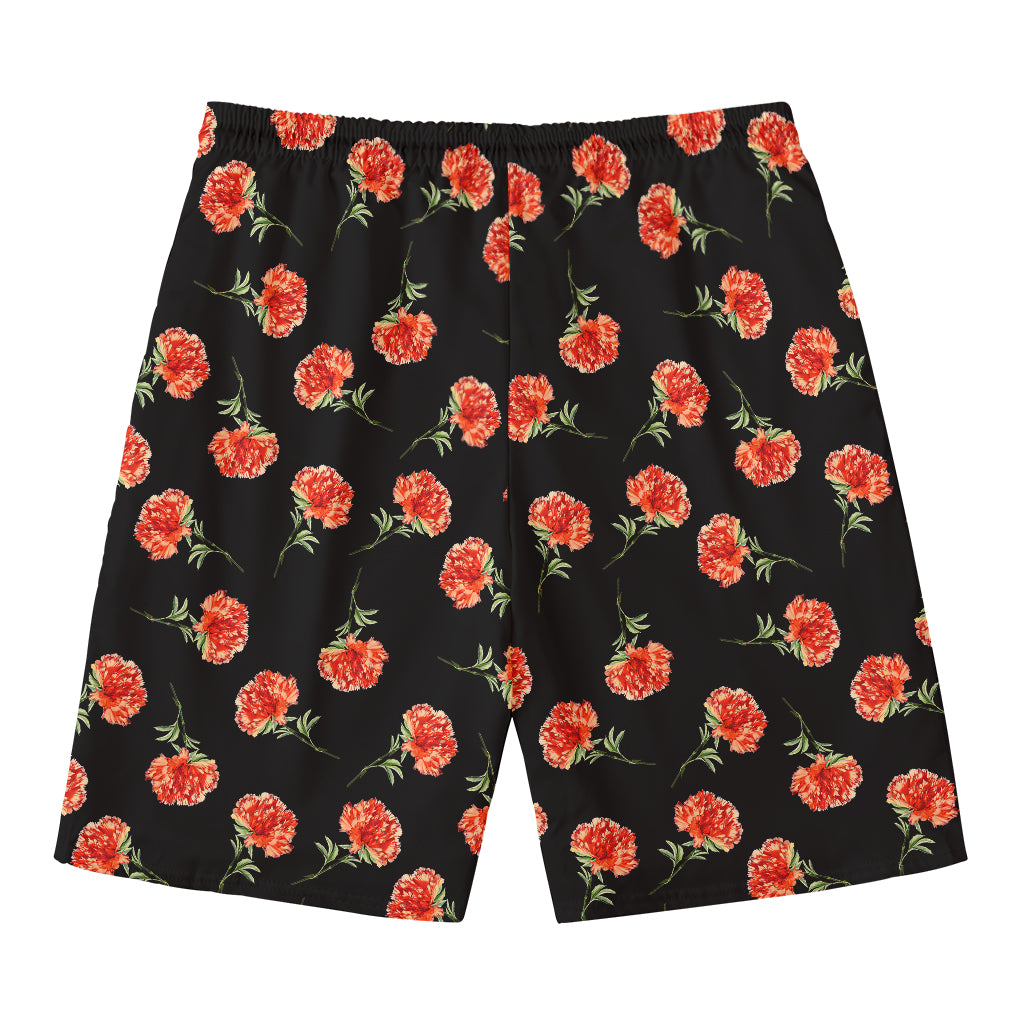 Watercolor Carnation Pattern Print Men's Swim Trunks
