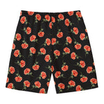 Watercolor Carnation Pattern Print Men's Swim Trunks