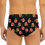Watercolor Carnation Pattern Print Men's Triangle Swim Briefs