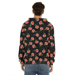 Watercolor Carnation Pattern Print Men's Velvet Pullover Hoodie