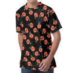 Watercolor Carnation Pattern Print Men's Velvet T-Shirt