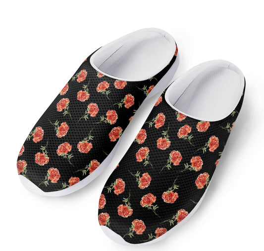 Watercolor Carnation Pattern Print Mesh Casual Shoes