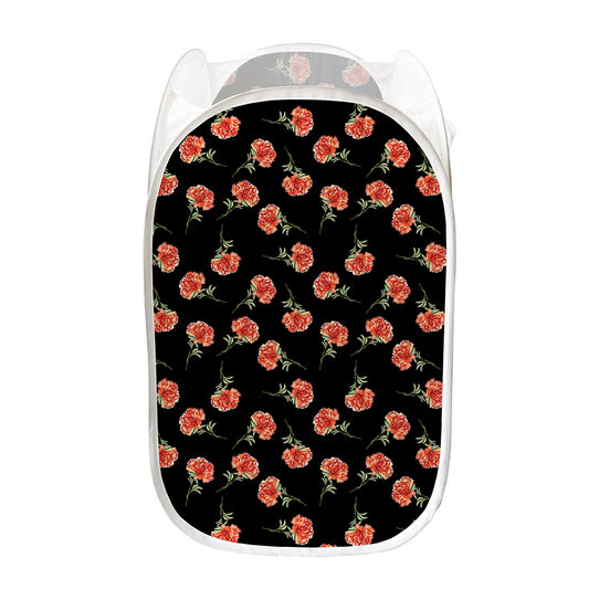 Watercolor Carnation Pattern Print Mesh Laundry Hamper