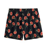 Watercolor Carnation Pattern Print Mesh Shorts